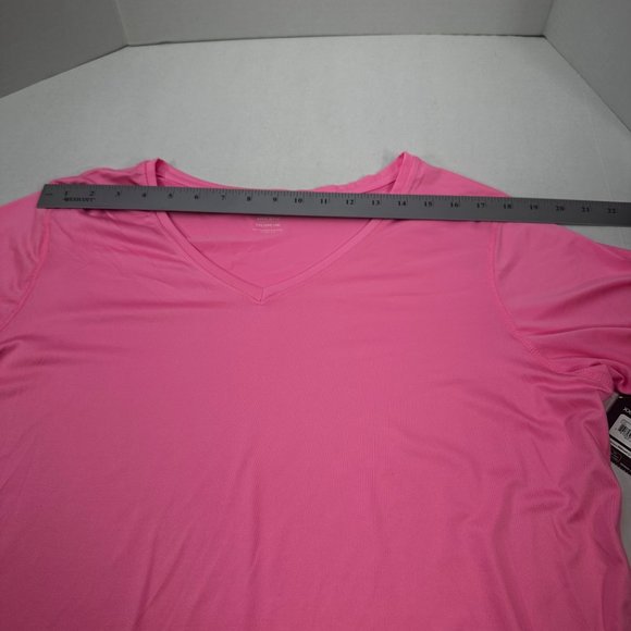 Athletic Works Womens Size XXL 20 Tee Shirt Stretch V-Neck Short Sleeve Pink New - Picture 9 of 13
